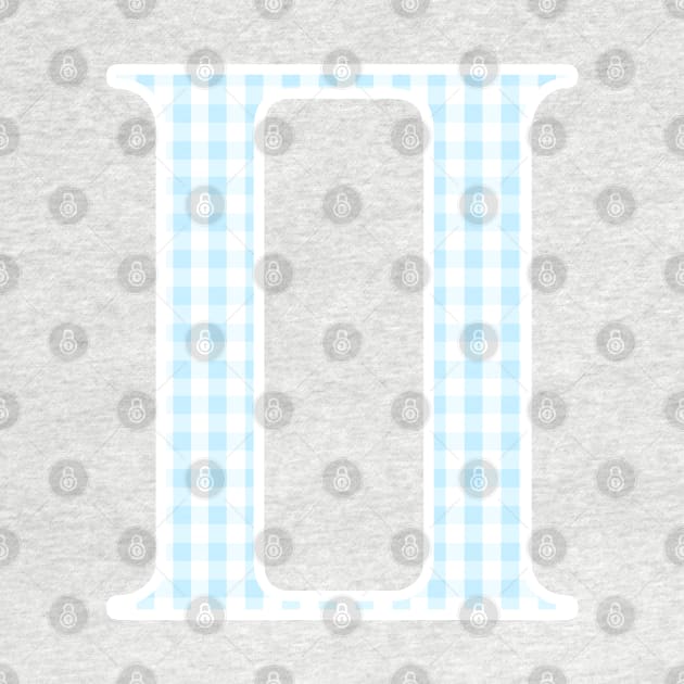 Gemini Zodiac Horoscope Symbol in Pastel Blue and White Gingham Pattern by bumblefuzzies
